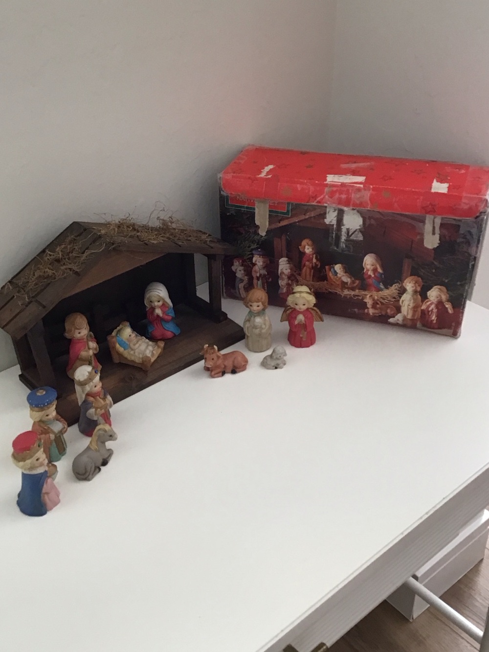 Vintage Porcelain Bisque Children's Nativity Set Sears